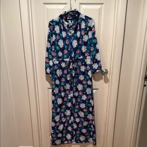 Banana Republic Blue Buttoned Sundress with Cuffed Sleeves